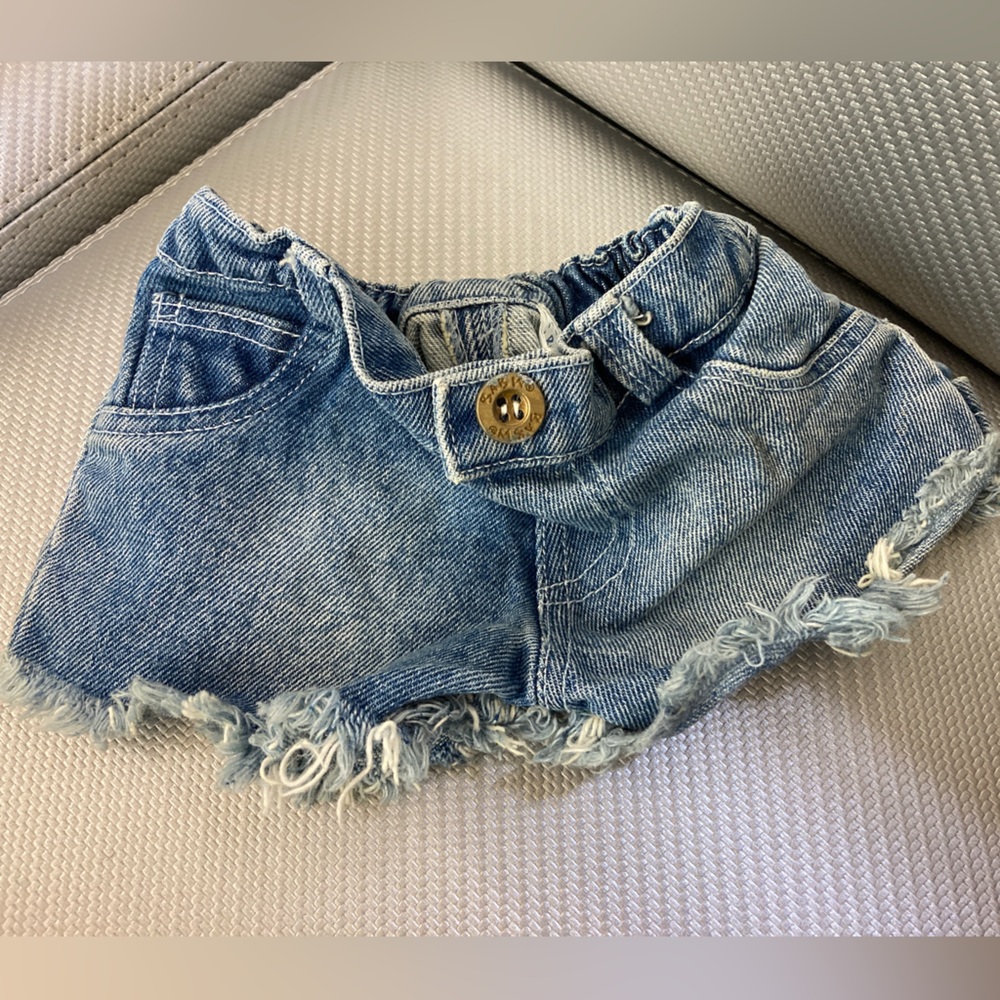 Build A Bear BAB Workshop Light Blue Denim Jean Shorts Frayed Raw Hem Clothes